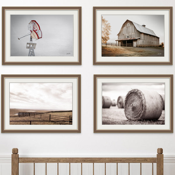Print Sets of 4 Canvas, Curated Art Sets, Rustic Gallery Wall Art Decor for Kitchen, Living Room, Farmhouse Country Life Prints, Pre-Made Red Barn Layout
