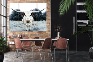 Texas Longhorn Triptych Wall Art | Rustic Western 3-Panel Canvas Photography