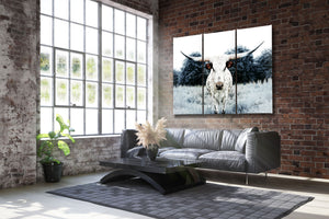 Texas Longhorn Triptych Wall Art | Rustic Western 3-Panel Canvas Photography