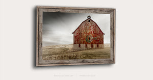 Red Barn with Windmill Wall Art  -  Rustic Farmhouse Country Print