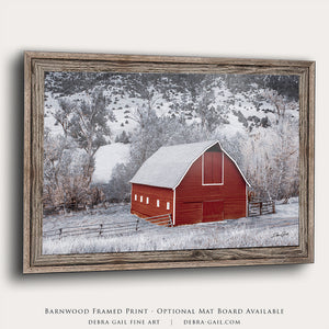 Red Barn Wall Art | Kansas Rustic Farmhouse Country Landscape Canvas