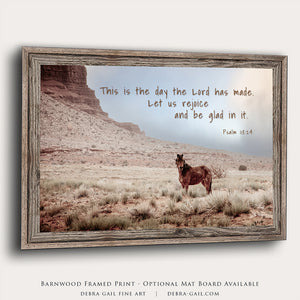 Psalm 118:24 Scripture Horse Wall Art | Wild Mustang of the Desert