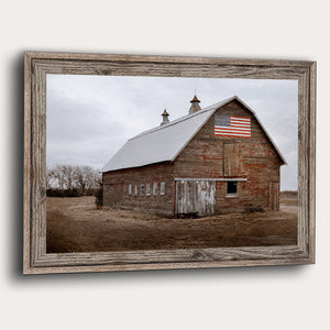 Red Barn Print | Patriotic Flag Barn Wall Art - Rustic Farmhouse Decor