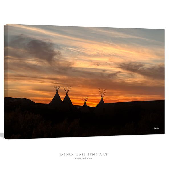 Teepees at Sunset - Western Silhouette Fine Art Photography Print