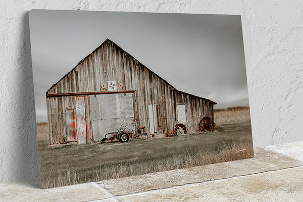 Rustic Barn Landscape Art Print or Canvas - Western Weathered Barn Art by Debra Gail