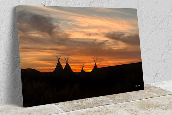 Teepees at Sunset - Western Silhouette Fine Art Photography Print