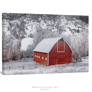 Old red barn wall art canvas print – farmhouse decor by Debra Gail Fine Art