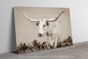 Longhorn Canvas Wall Art | Texas Longhorn Art - Rustic Western Wall Decor
