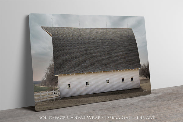 WHITE BARN WITH A GAMBREL ROOF - FARMHOUSE DECOR PRINT OR CANVAS