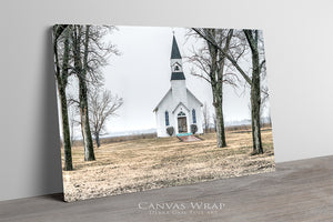 Vintage Country Church Wall Art  -  Rustic Farmhouse Fine Art Canvas Print