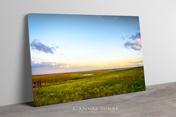 Kansas Flint Hills Sunset Landscape - Farmhouse Wall Art