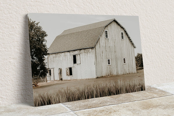 White Barn Fall Farmhouse Landscape Print No. 0538