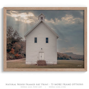 Boxley Baptist Church Wall Art – Fine Art Rural Landscape Print | Peaceful Ozark Hills Decor