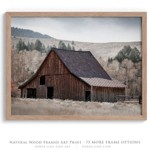 Western Barn Wall Art – Rustic Farm Landscape Print
