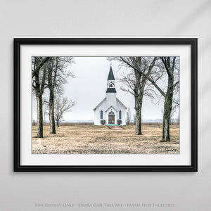Vintage Country Church Wall Art  -  Rustic Farmhouse Fine Art Canvas Print