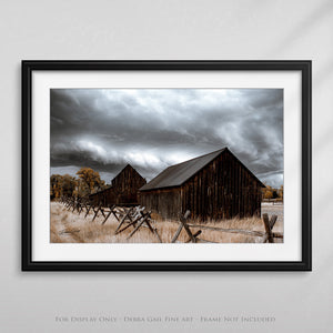 Old barn wall art – winter farmhouse fine art print by Debra Gail Fine Art
