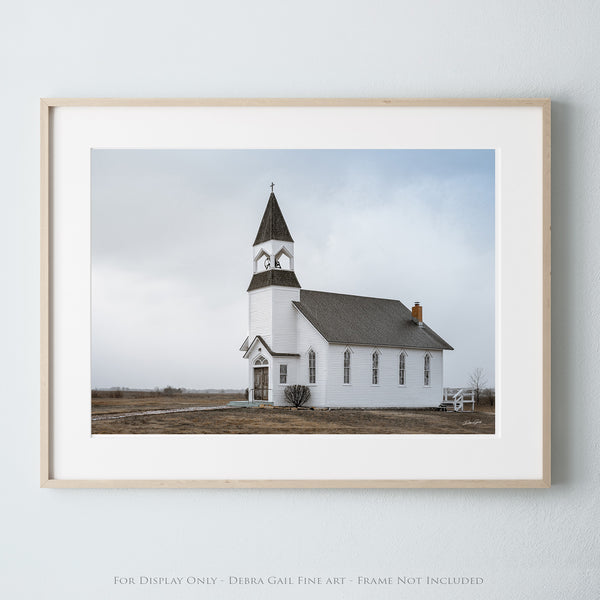 Vintage Kansas Church Photo - Country Photography for Home Decor