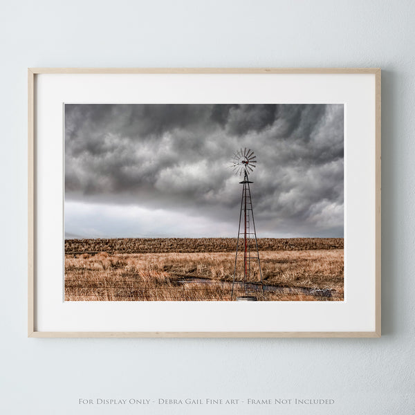 WINDMILL ART PRINT OR CANVAS - KANSAS PHOTOGRAPHY