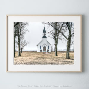 Vintage Country Church Wall Art  -  Rustic Farmhouse Fine Art Canvas Print