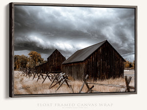 Old barn wall art – winter farmhouse fine art print by Debra Gail Fine Art