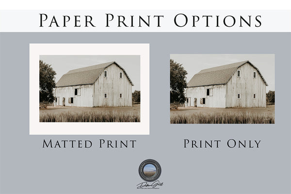 White Barn Fall Farmhouse Landscape Print No. 0538