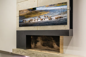 Wild Elk Wall Art – Rustic Western Canvas Print | Large Panoramic Elk Herd Decor