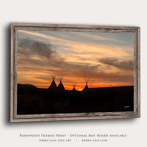 Teepee wall art – rustic Western prairie sunset photography by Debra Gail Fine Art
