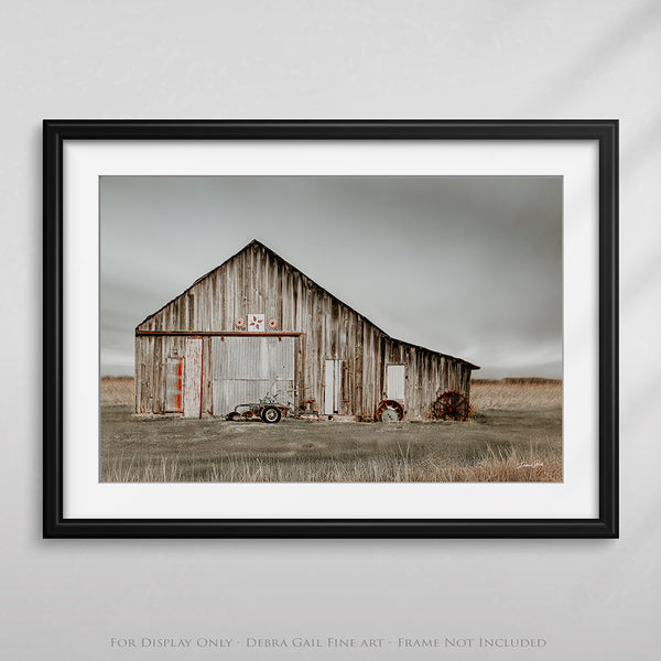 Rustic Barn Landscape Art Print or Canvas - Western Weathered Barn Art by Debra Gail