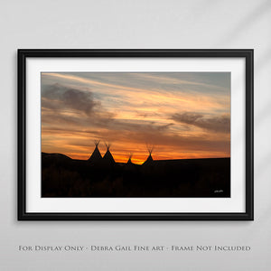 Teepee wall art – rustic Western prairie sunset photography by Debra Gail Fine Art