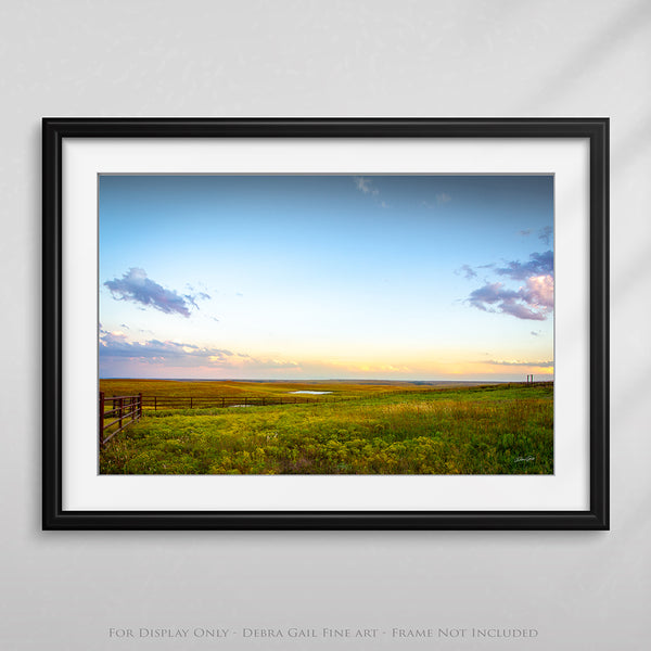 Kansas Flint Hills Sunset Landscape - Farmhouse Wall Art