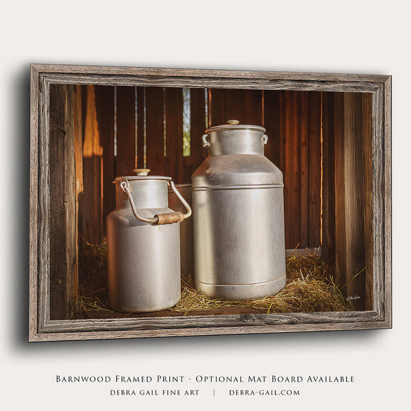 Vintage Creamery Milk Cans - Rustic Fine Art Still Photography Print - Prairie Homestead Art No. 0951