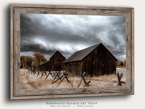 Old barn wall art – winter farmhouse fine art print by Debra Gail Fine Art