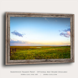 Kansas Flint Hills wall art canvas – sunrise prairie landscape photography by Debra Gail Fine Art