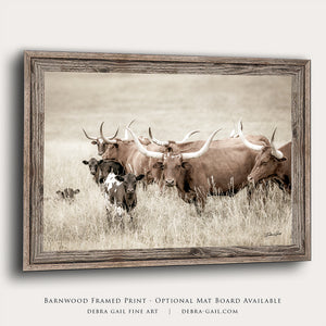 Longhorn cow wall decor canvas – rustic Western fine art print by Debra Gail Fine Art