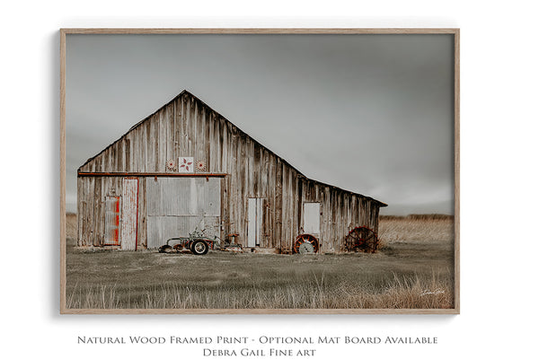 Rustic Barn Landscape Art Print or Canvas - Western Weathered Barn Art by Debra Gail