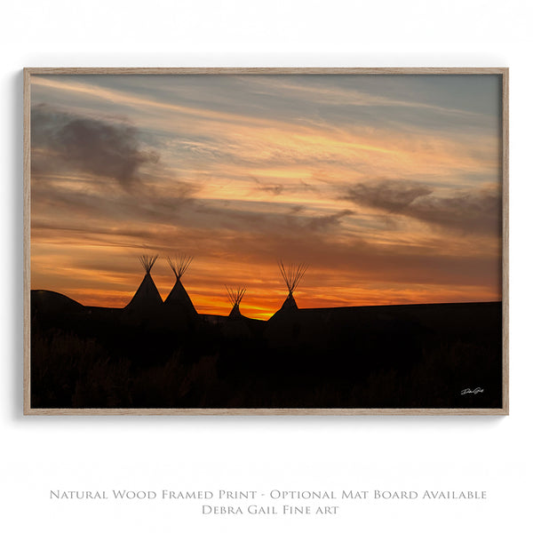 Teepees at Sunset - Western Silhouette Fine Art Photography Print