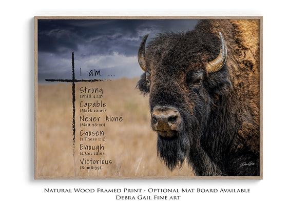 INSPIRATIONAL PRINT - I Am Strong Bison Scripture Art