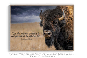 Buffalo Bison personalized wall art canvas – rustic prairie photography print