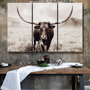 Cow triptych wall art – rustic Western split canvas photography by Debra Gail Fine Art