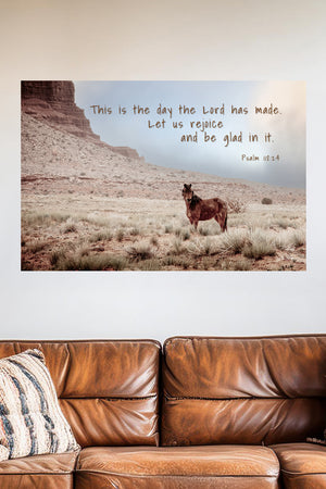 Psalm 118:24 Scripture Horse Wall Art | Wild Mustang of the Desert