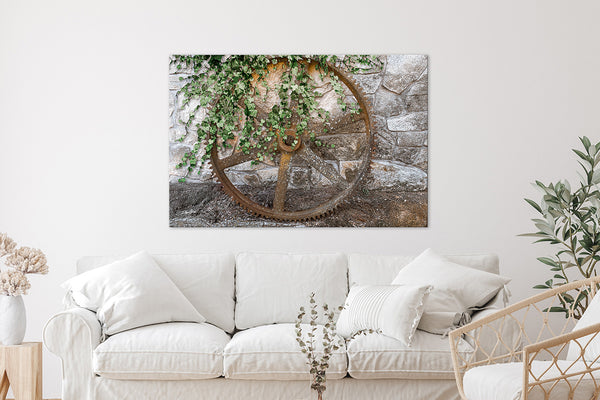 Wooden Wagon Wheel Photograph - Rustic Wall Decor