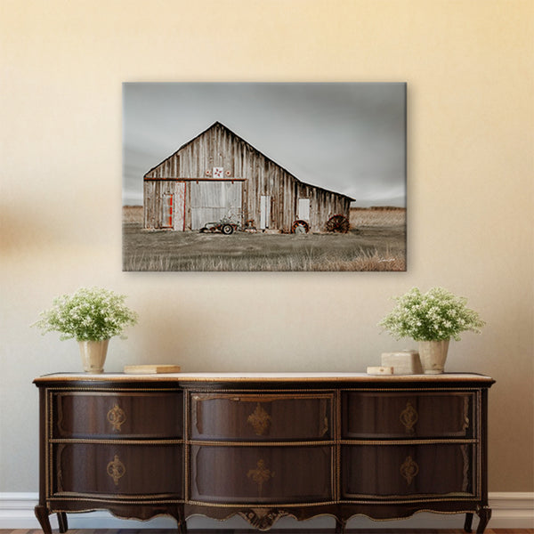 Rustic Barn Landscape Art Print or Canvas - Western Weathered Barn Art by Debra Gail