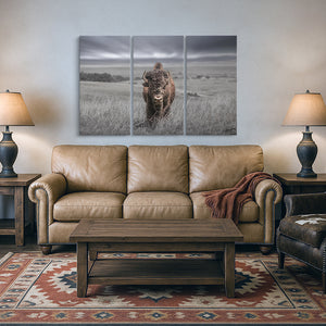 Bison Triptych Wall Art | Three-Panel Western Canvas Statement Set