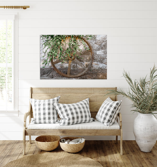 Wooden Wagon Wheel Photograph - Rustic Wall Decor