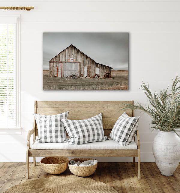 Rustic Barn Landscape Art Print or Canvas - Western Weathered Barn Art by Debra Gail