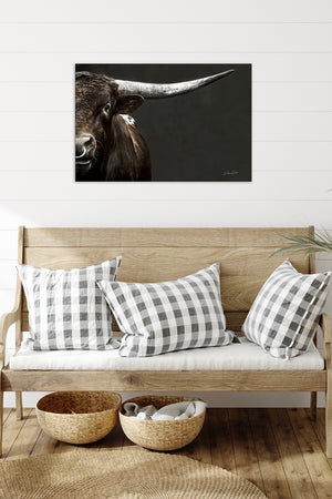 Texas Longhorn wall art canvas – Western ranch photography print by Debra Gail Fine Art