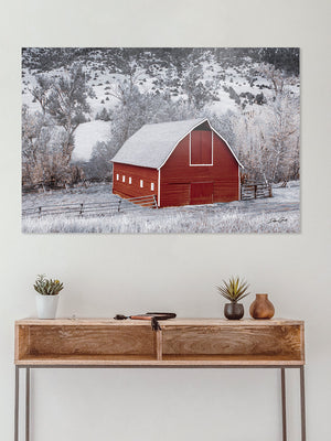 Old red barn wall art canvas print – farmhouse decor by Debra Gail Fine Art