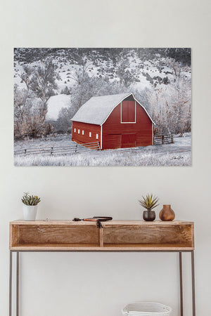 Red Barn Wall Art | Kansas Rustic Farmhouse Country Landscape Canvas