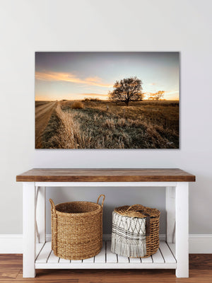 Prairie Sunset Canvas Wall Art | Kansas Flint Hills Rustic Landscape Print