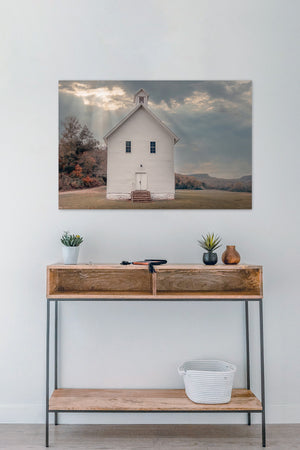 Boxley Baptist Church Wall Art – Fine Art Rural Landscape Print | Peaceful Ozark Hills Decor